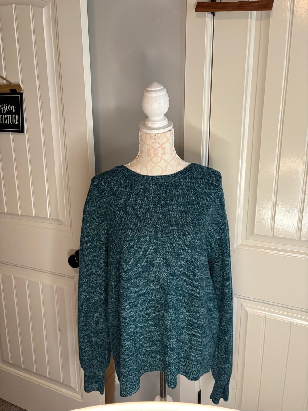 Gloria Vanderbilt Teal Marled Crewneck Sweater
